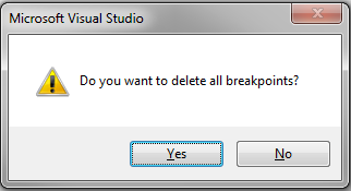 Visual Studio: Kasowanie wszystkich breakpointów