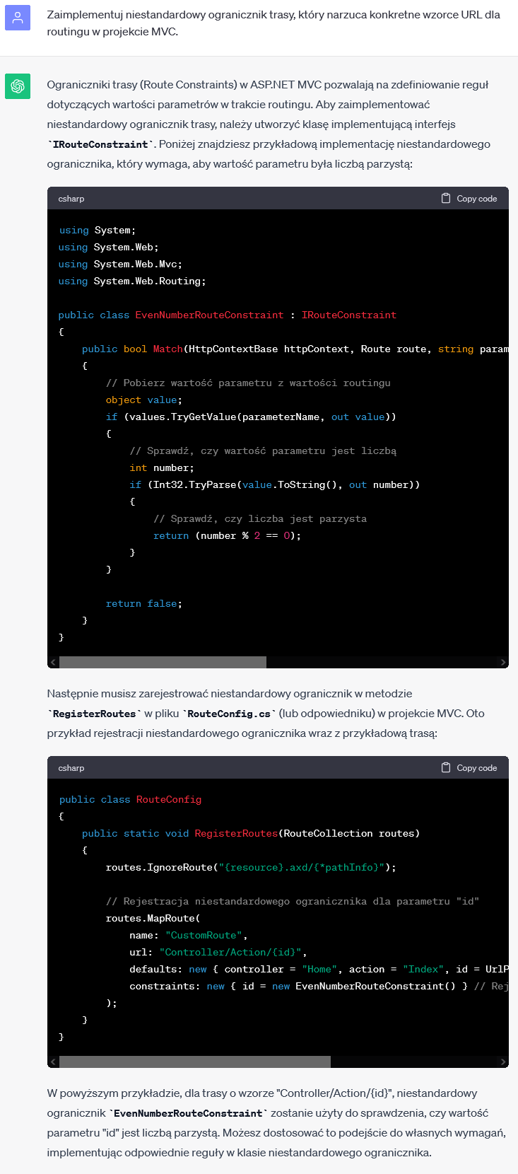 Ogranicznik Trasy w MVC - Implementacja niestandardowego wzorca URL dla routingu