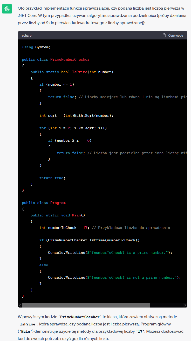Sprawdzanie, czy liczba jest liczbą pierwszą w .NET Core