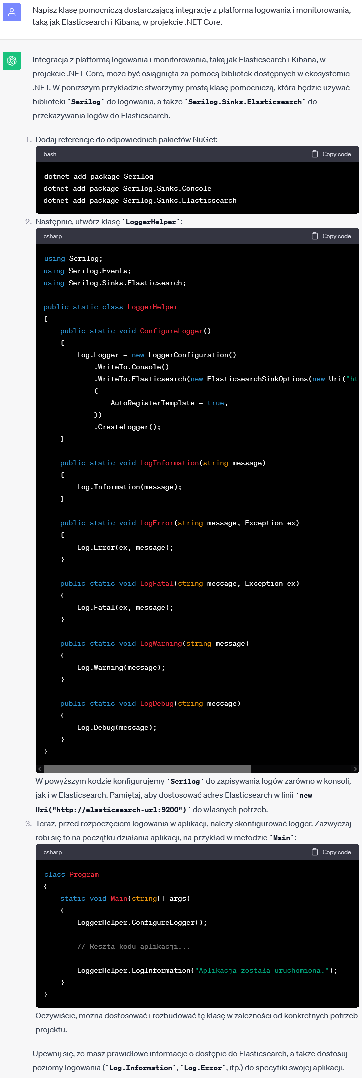 Integracja z Elasticsearch i Kibana w .NET Core