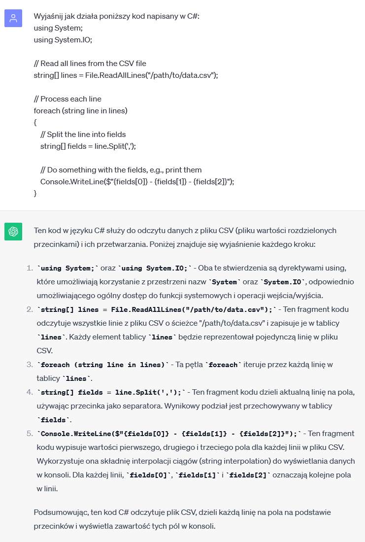 ChatGPT: wyjaśnienie działania kodu