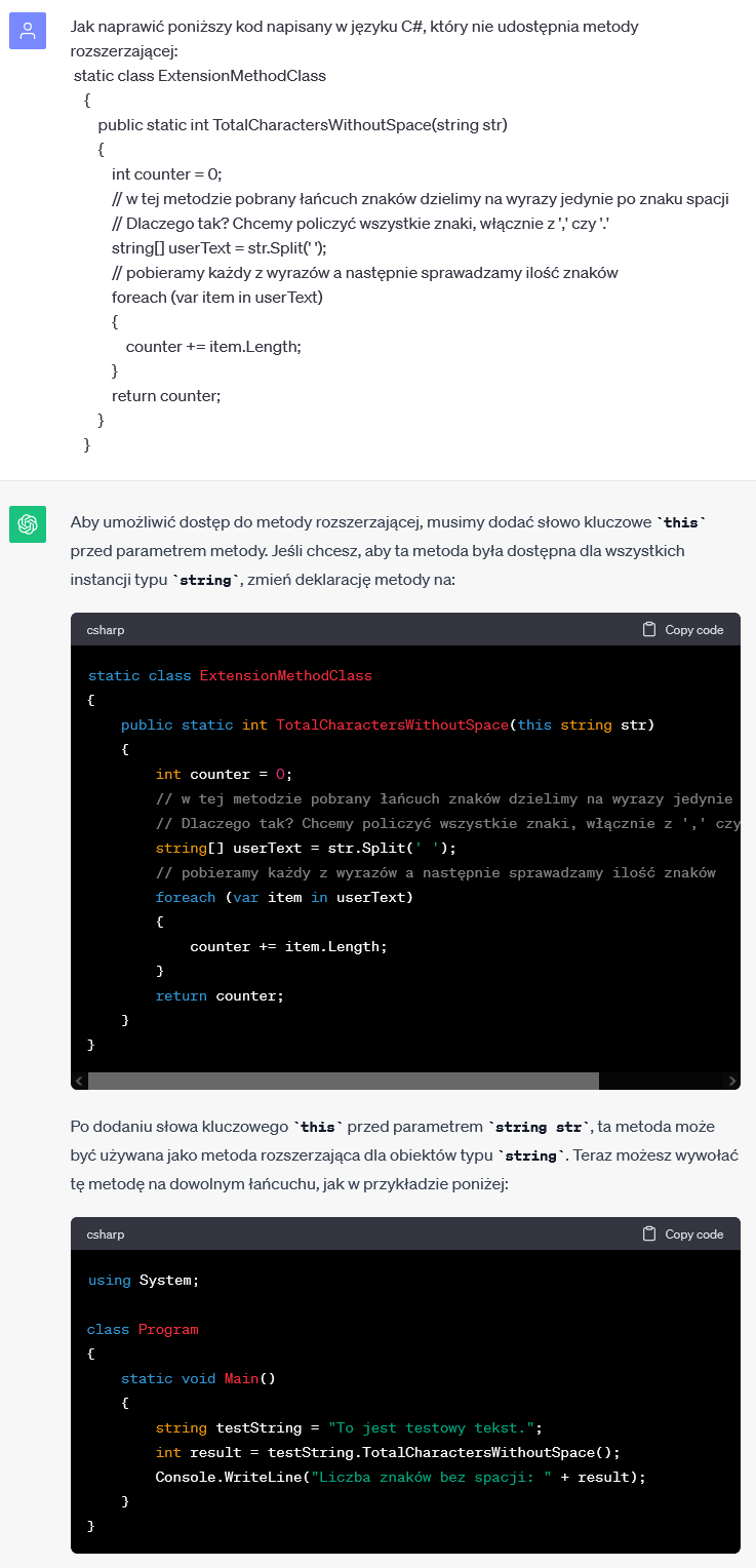 ChatGPT: szukanie błędu w kodzie